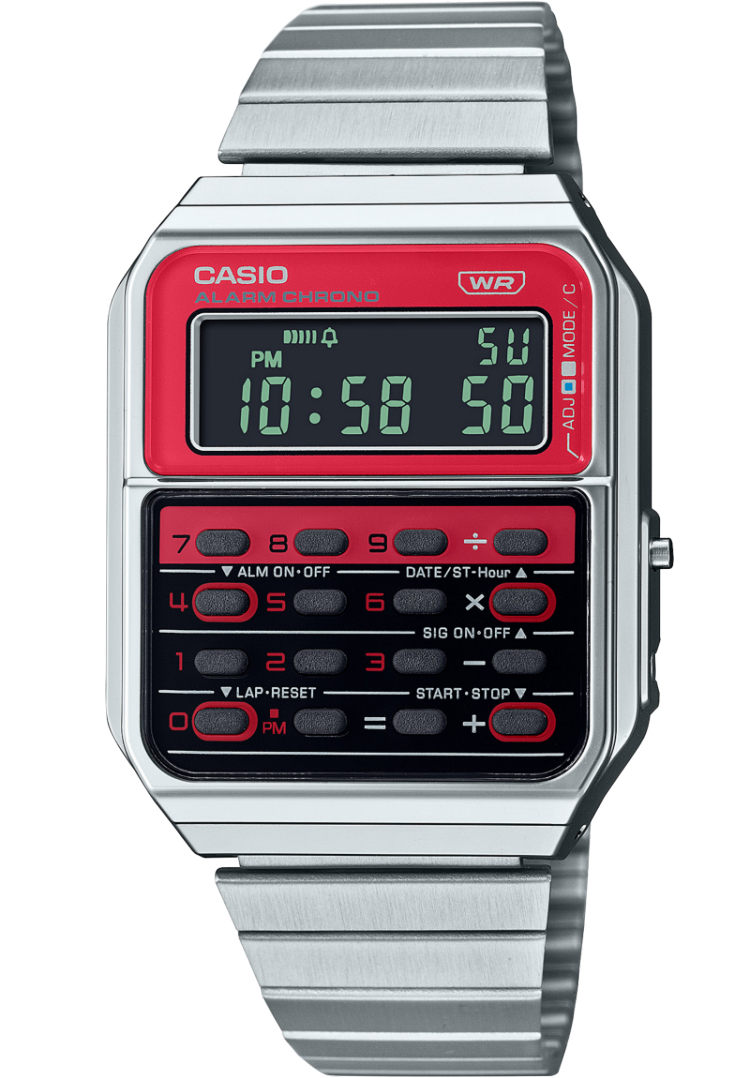 Casio | Heritage Calculator-klocka med CQ-1-inspirerad design och retro charm | CA-500WE-4BEF - Digitalt - Silver - Unisex - Rostfri stål - Akryl
