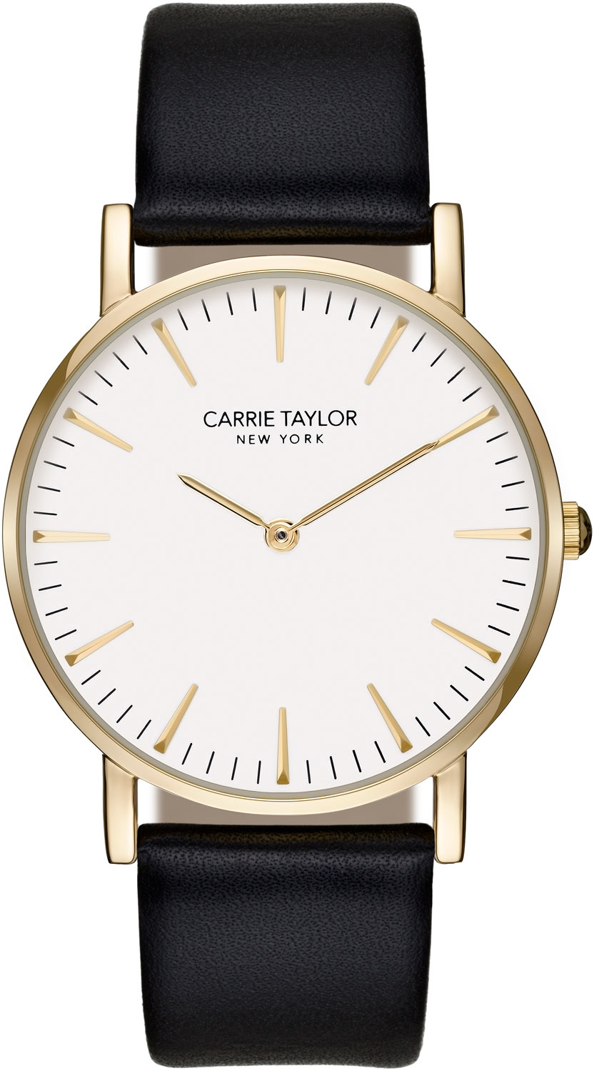 Carrie Taylor Lexington Gold/White Black Leather - Quartz - Guld - Damklocka - Läder - Härdat mineralglas