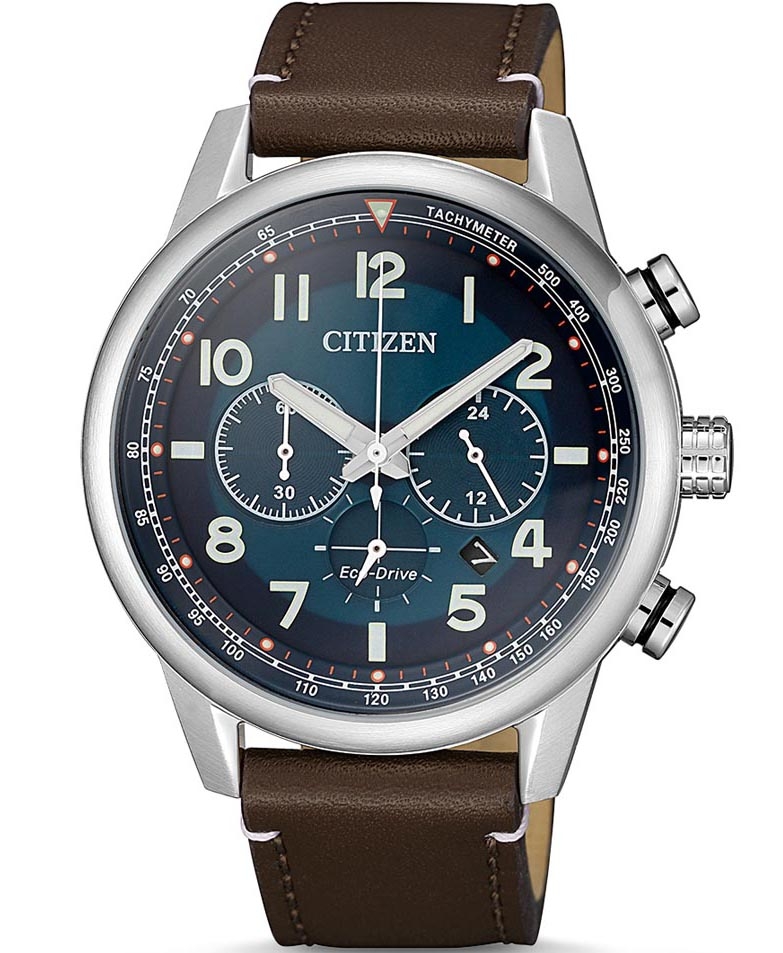 Citizen Eco-Drive herrklocka med kronograf och läderrem | CA4420-13L - Quartz - Silver - Herrklocka - Läder - Härdat mineralglas