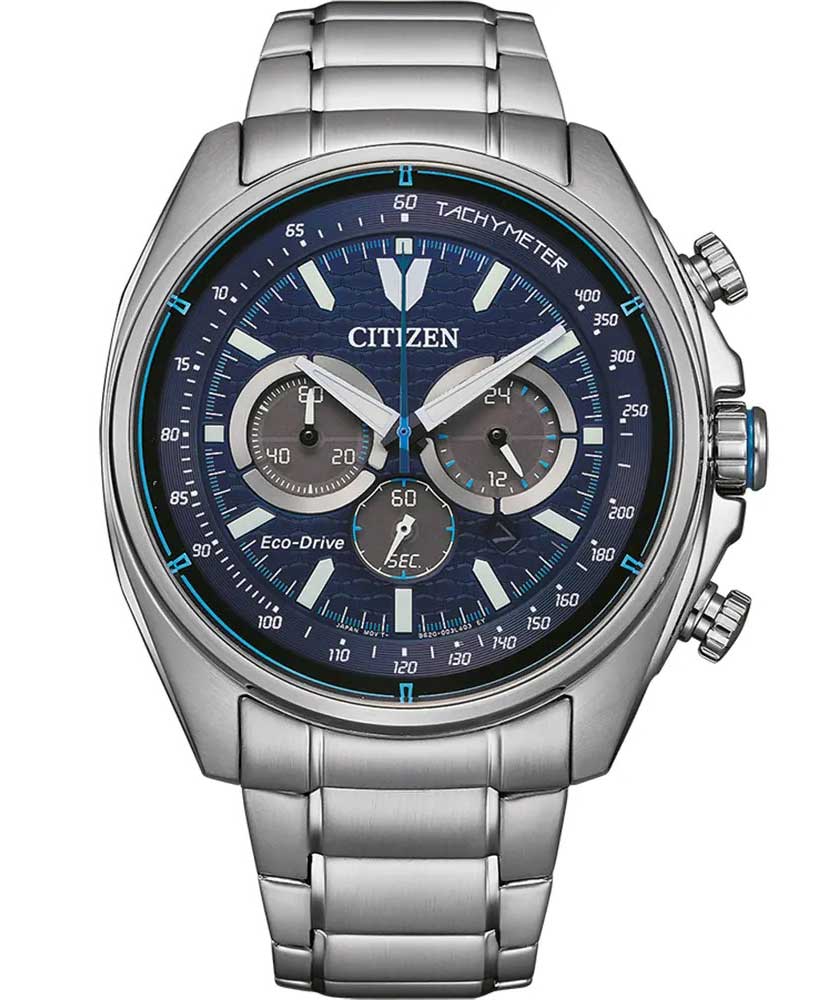 Citizen Eco-Drive kronograf i stål med B620 urverk och tachymeter | CA4560-81L - Quartz - Silver - Herrklocka - Rostfri stål - Härdat mineralglas
