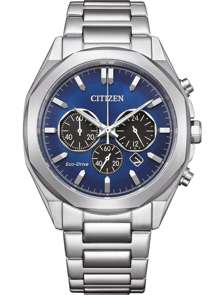 Citizen Eco-Drive kronograf i stål med B620 urverk och blå urtavla | CA4590-81L - Quartz - Silver - Herrklocka - Rostfri stål - Härdat mineralglas
