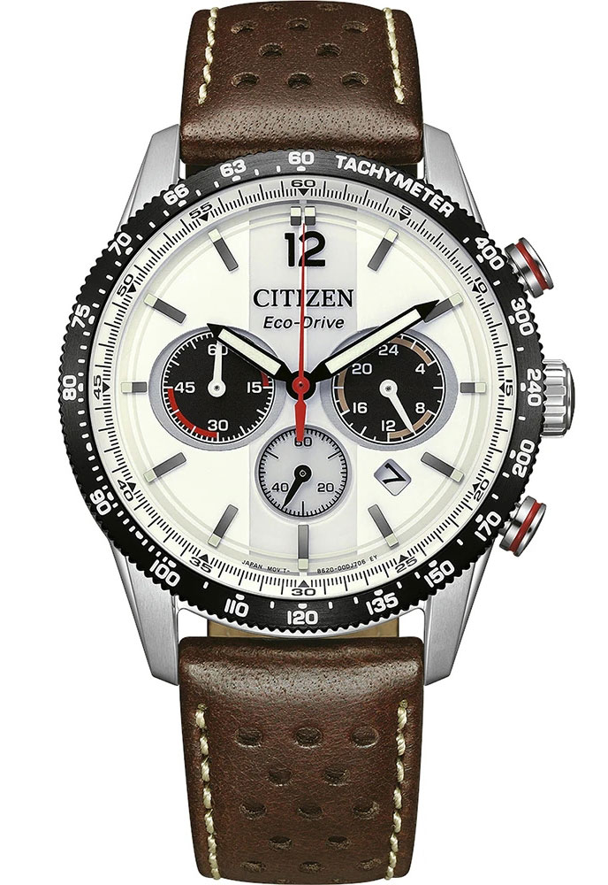Citizen Eco Drive Chrono CA4714-04A - Quartz - Silver - Herrklocka - Läder - Härdat mineralglas