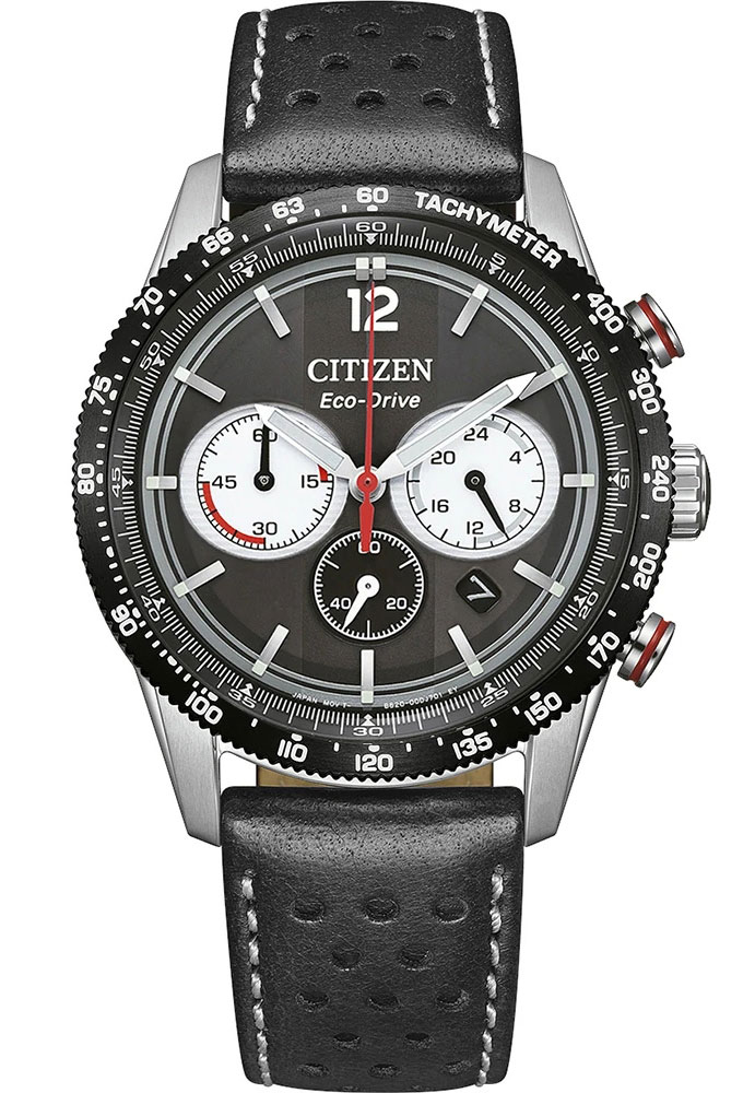 Citizen Eco Drive Chrono CA4717-06E - Quartz - Silver - Herrklocka - Läder - Härdat mineralglas