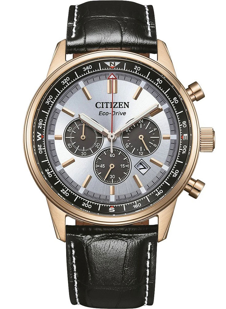 Citizen Eco Drive Chrono CA4723-03A - Quartz - Rött guld - Herrklocka - Läder - Härdat mineralglas