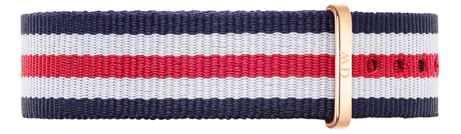 Daniel Wellington Blå/vit/röd Classic Canterbury dam-natorem med spänne i roseguld - - - Damklocka - -