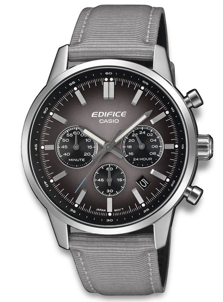 Casio Edifice EFR-575C-8AEF - Quartz - Silver - Herrklocka - Textil - Härdat mineralglas