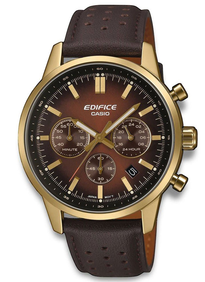 Casio Edifice EFR-575CL-5AEF - Quartz - Guld - Herrklocka - Läder - Härdat mineralglas