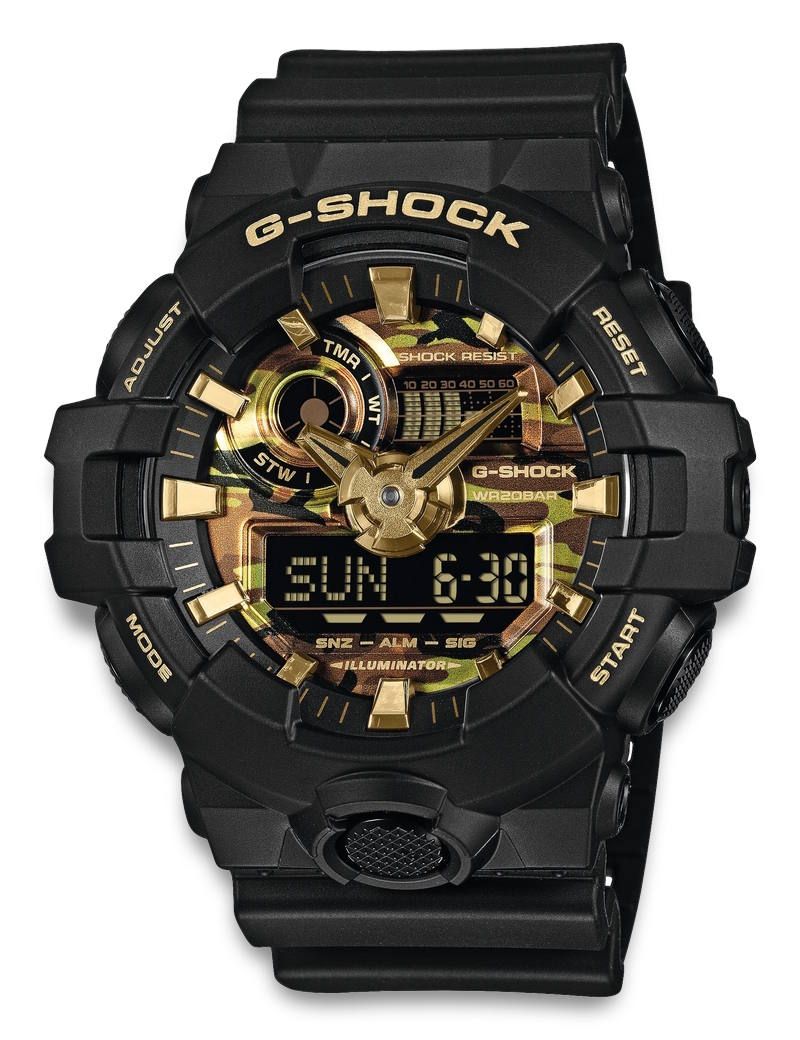 Casio G-Shock Bold Camo GA-700CF-1AER - Analog-digital-mix - Svart - Herrklocka - Harts - Härdat mineralglas