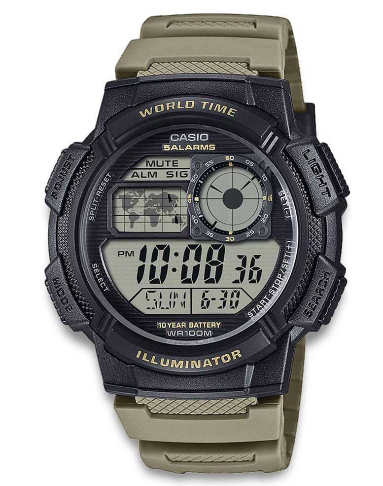 Casio Mens Digital 43mm - Digitalt - Svart - Herrklocka - Fiber - Härdat mineralglas