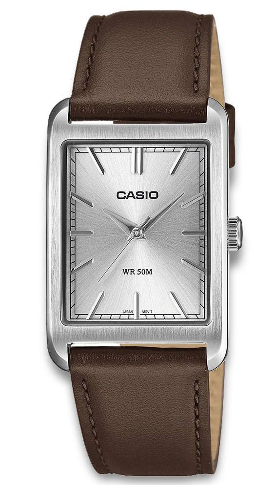 Casio Timeless 26mm MTP-B215L-7AVER - Quartz - Silver - Herrklocka - Läder - Härdat mineralglas