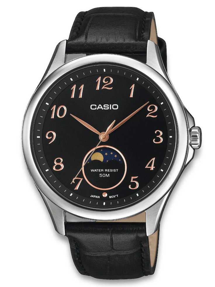 Casio Timeless MTP-M110L-1AVER - Quartz - Silver - Herrklocka - Läder - Härdat mineralglas