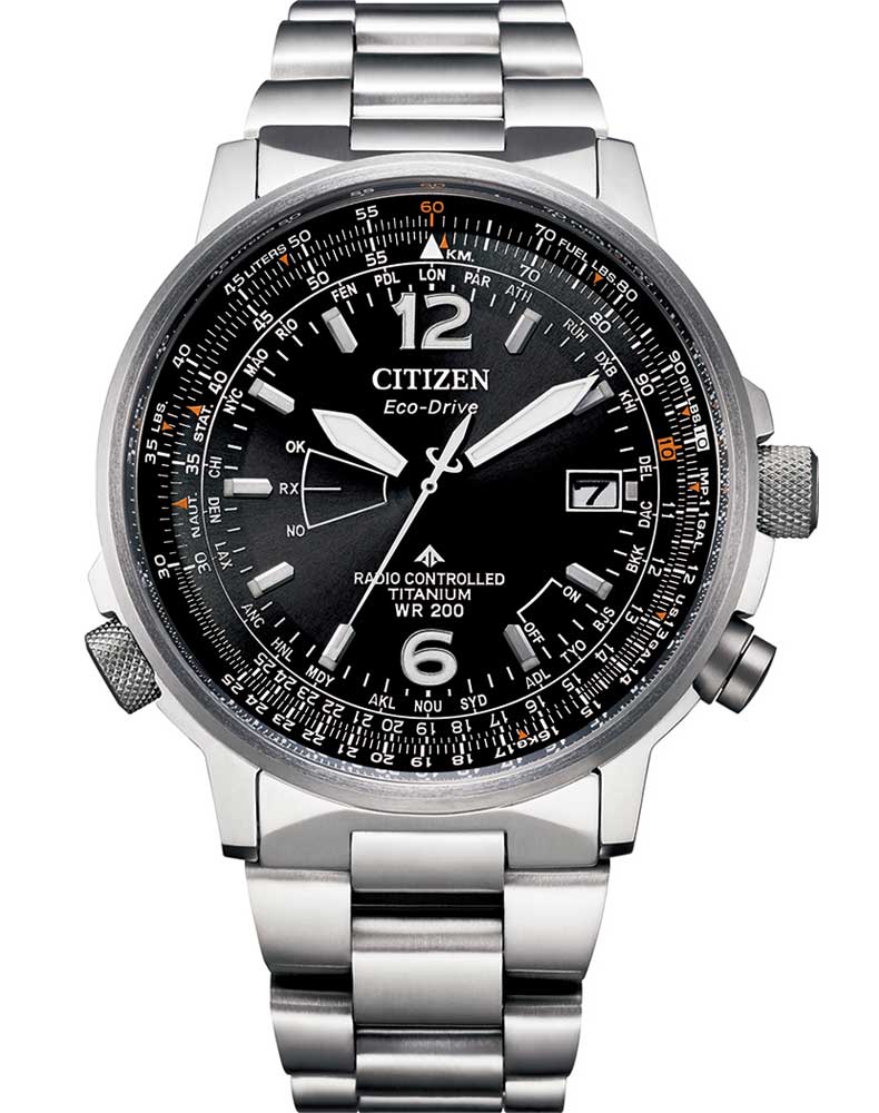 Citizen Promaster Sky radio-styrd herrklocka i Super Titanium | Pilotklocka med världstid | CB0230-81E - Quartz - Silver - Herrklocka - Titan -...