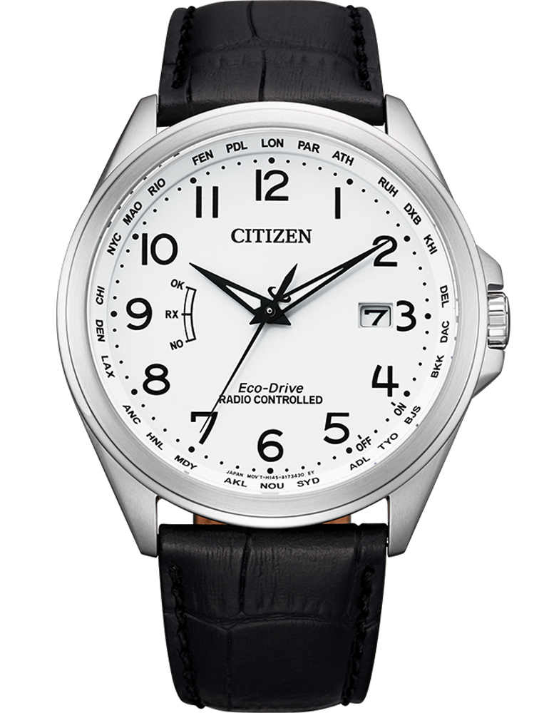Citizen Mens Solar Energy Radio-Controlled Sapphire 43mm - Quartz - Silver - Herrklocka - Läder - Safir