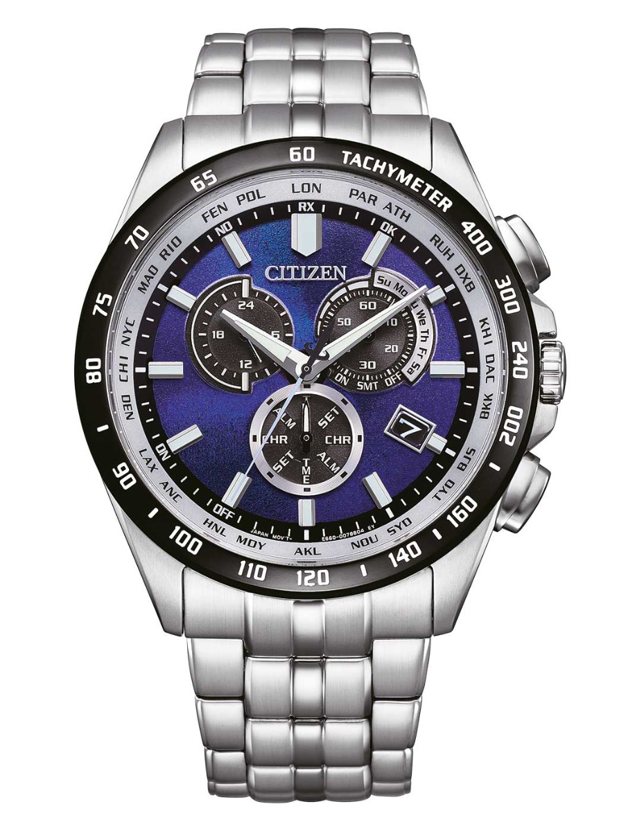 Citizen Eco-Drive Global Radio Controlled Unite with Blue CB5874-81L - Quartz - Silver - Herrklocka - Rostfri stål - Safir