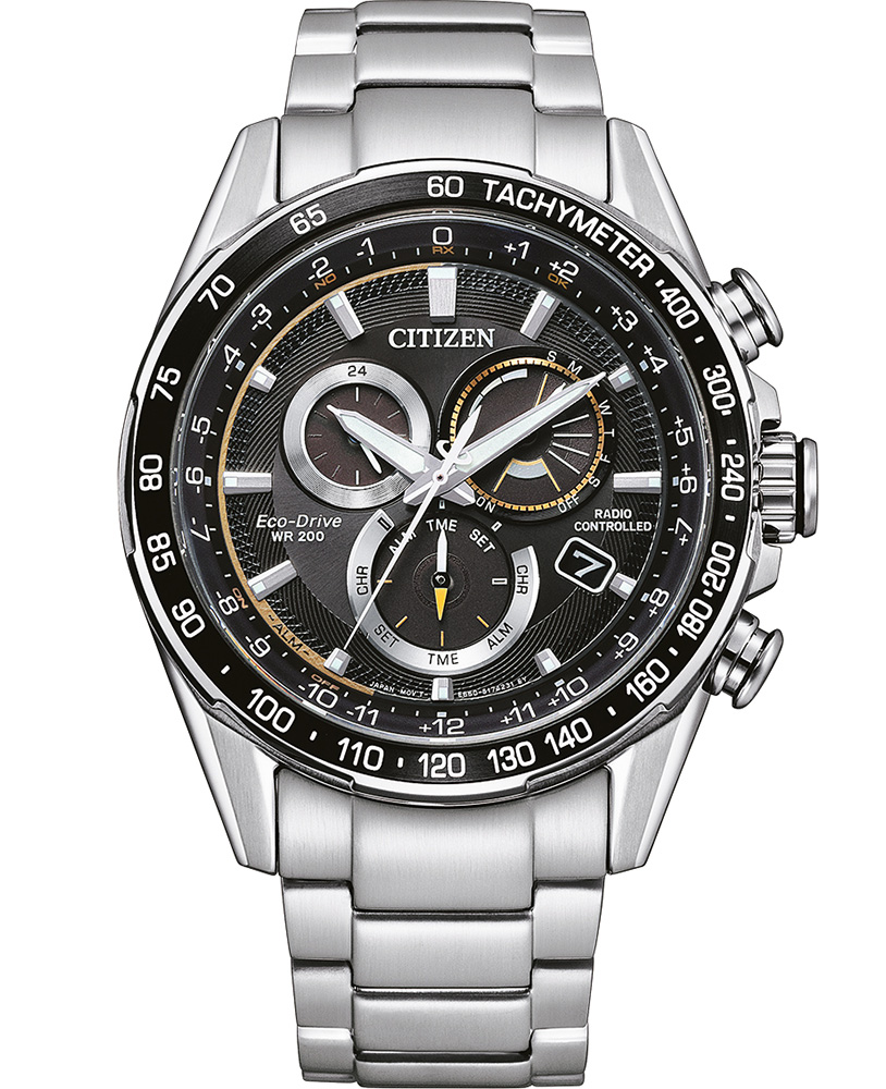 Citizen Eco-Drive Radio Controlled kronograf med världstid | CB5914-89E - Quartz - Silver - Herrklocka - Rostfri stål - Safir