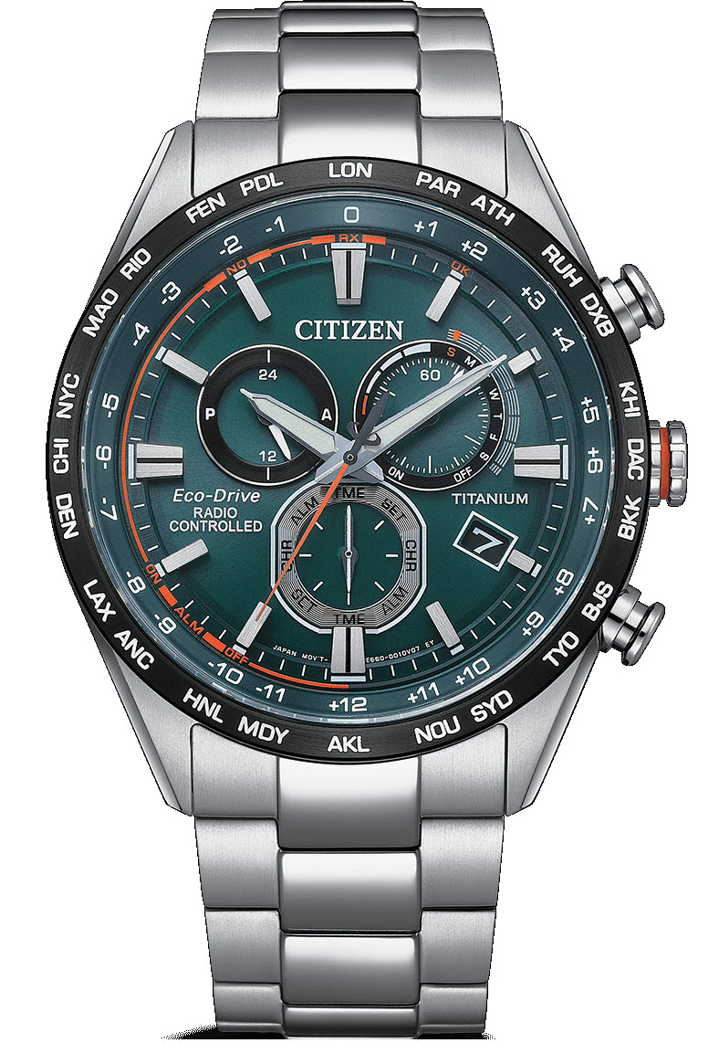 Citizen Eco-Drive titanium kronograf med radiostyrt E660 urverk | CB5946-82X - Quartz - Silver Titan - Herrklocka - Titan - Safir