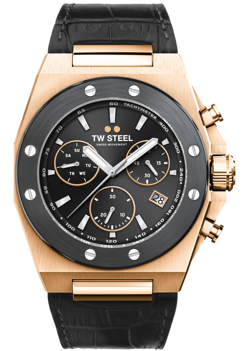 TW Steel CEO Tech Chronograph CE4084 - Quartz - Rött guld - Herrklocka - Läder - Safir