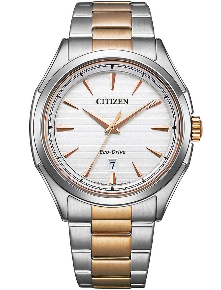 Citizen klassisk herrklocka med Eco-Drive och tvåfärgad stållänk | AW1756-89A - Quartz - Silver - Herrklocka - Rostfri stål - Härdat mineralglas