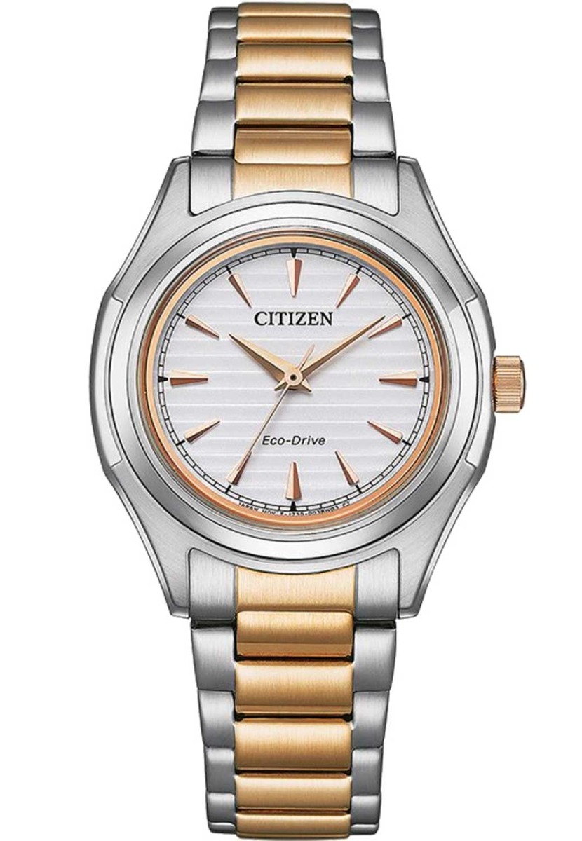 Citizen Eco-Drive damklocka med tvåfärgad stållänk | FE2116-85A - Quartz - Silver - Damklocka - Rostfri stål - Härdat mineralglas