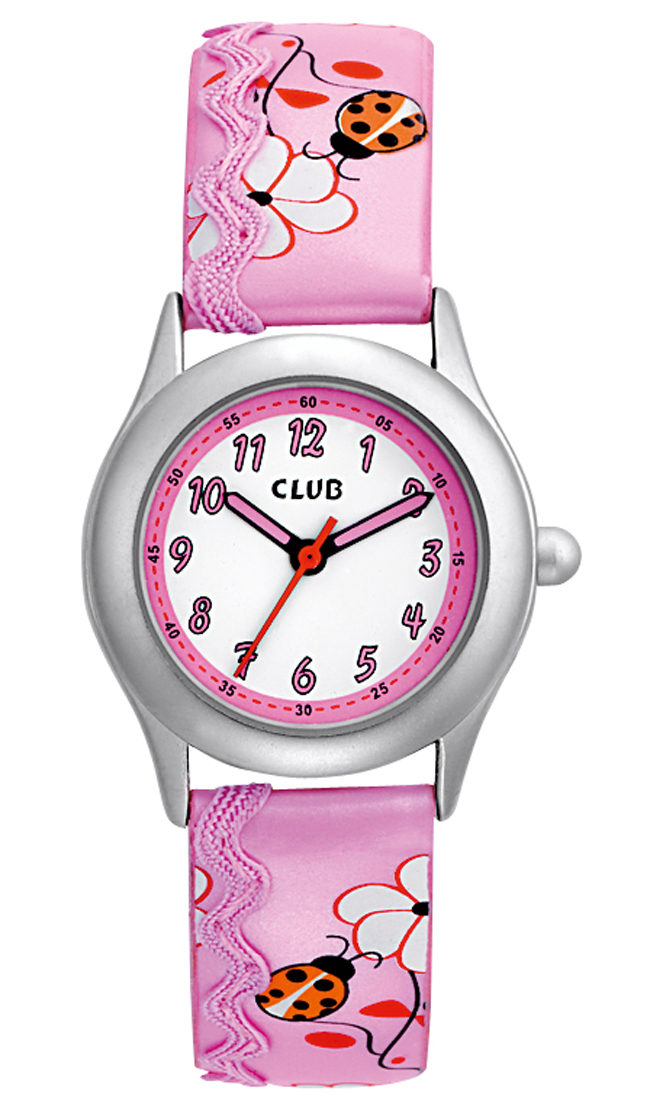 Rosa barnklocka - Club Inex Red A56508S14A - Quartz - Silver - Barnklocka - Läder - Härdat mineralglas