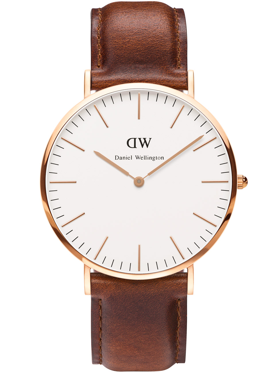 Daniel Wellington Classic St Mawes Herrklocka, Roséguld, 40mm - Quartz - Rött guld - Herrklocka - Läder - Härdat mineralglas