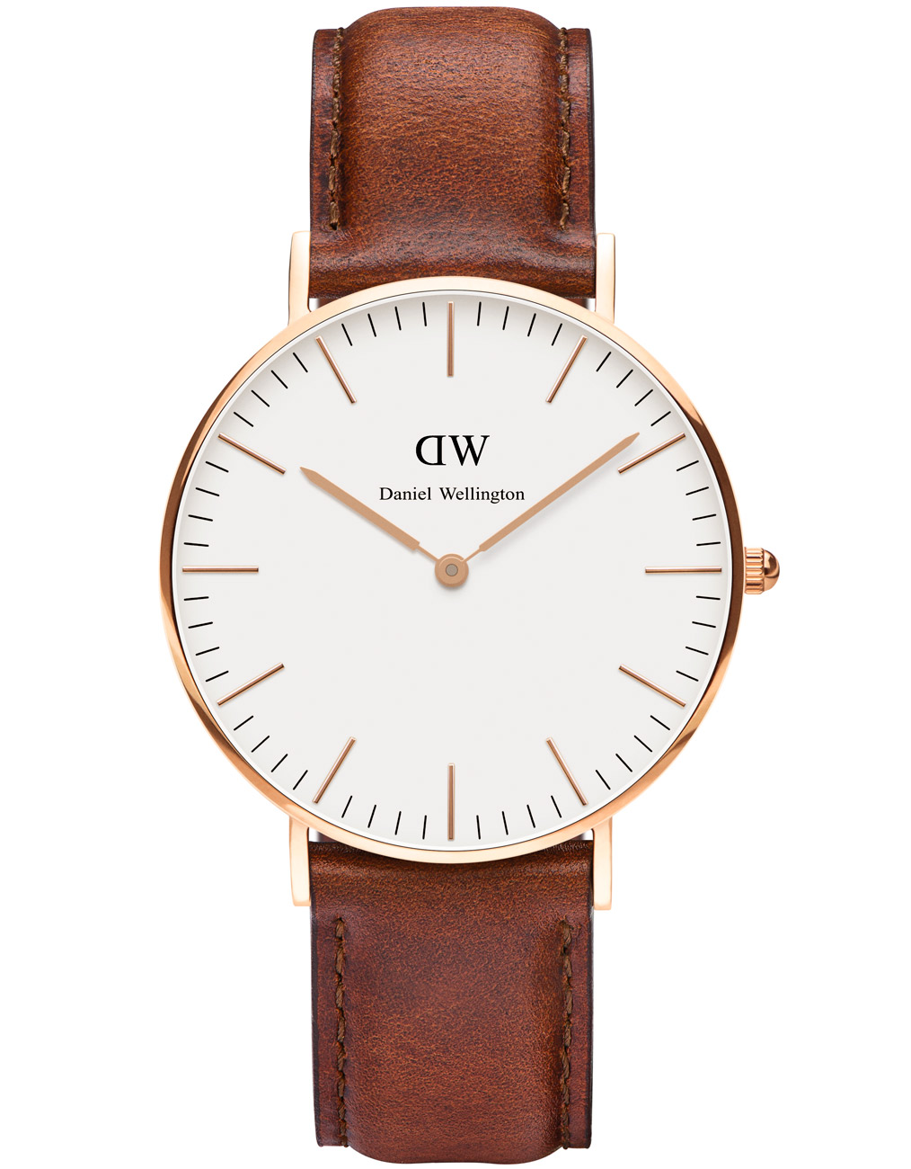 Daniel Wellington Classic St Mawes Damklocka, Roséguld, 36mm - Quartz - Rött guld - Damklocka - Läder - Härdat mineralglas