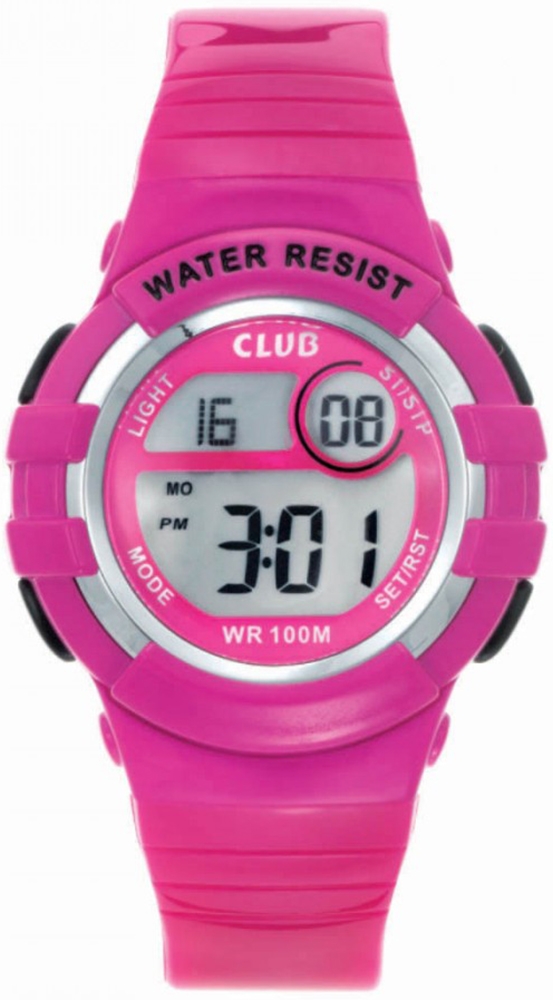 Kvartsur med gummiarmband och 10 bar vattentäthet = man kan simma med den - Club 100m Pink A47101P14E - Quartz - Ljusröd - Barnklocka - Gummi -...