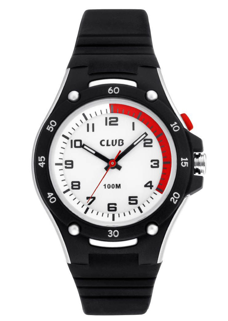 Club Black White 10m A47116S0A - Quartz - Grå - Barnklocka - Gummi - Härdat mineralglas