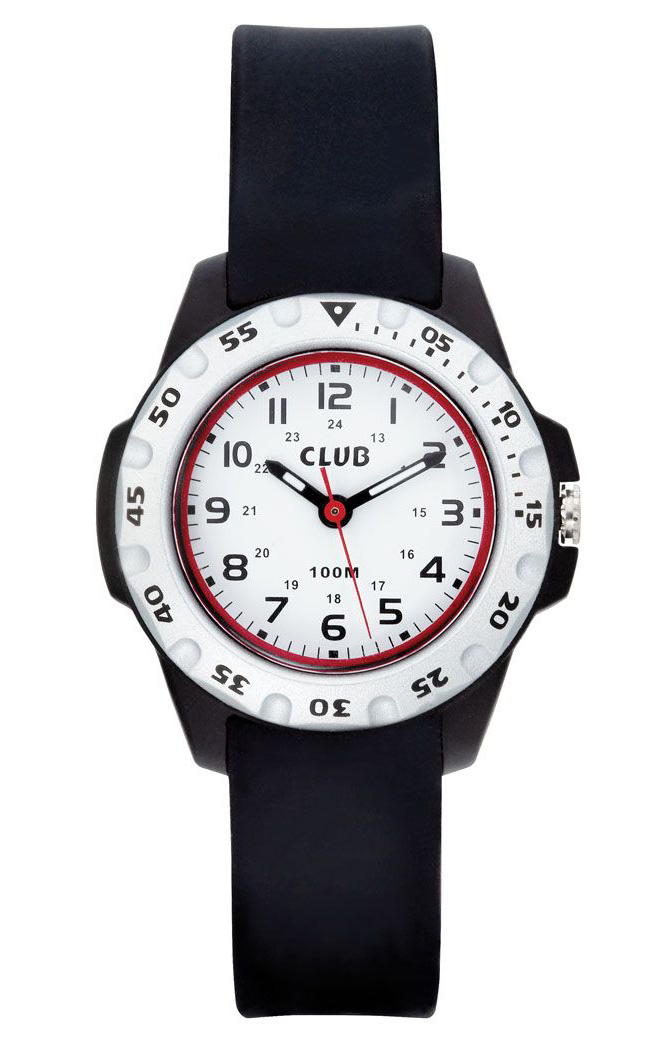 Club 10M Black White AAW-007 - Quartz - Lila - Barnklocka - Gummi - Härdat mineralglas
