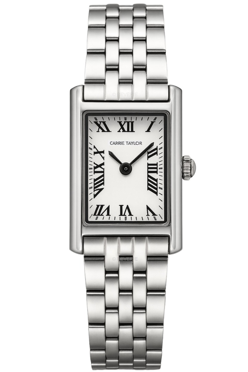 Carrie Taylor Petite Silver Rectangular White Dial 19mm - Quartz - Silver - Damklocka - Rostfri stål - Härdat mineralglas
