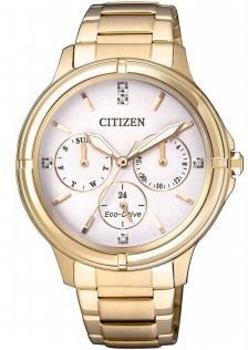 Citizen Eco-Drive damklocka med Swarovski-kristaller och multifunktion | FD2032-55A