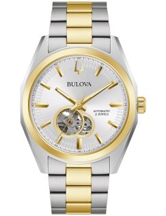 Bulova Surveyor automatisk herrklocka med synligt urverk och tvåfärgad stållänk | 98A284