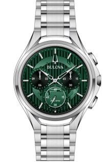 Bulova CURV kronograf herrklocka med grön urtavla och högprecisionsurverk | 96A297