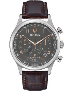 Bulova Accutron II Unik herrklocka med spannande detaljer pa urtavlan Brun lader herrklocka