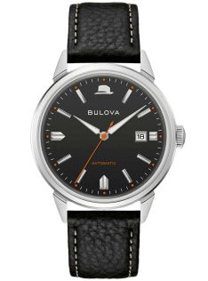 Bulova Frank Sinatra Summer Wind automatisk klocka med svart urtavla och läderrem | 96B381