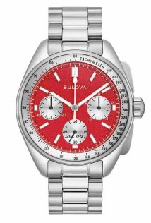 Begränsad upplaga kronograf från Bulova med röd urtavla och extra läderrem - Lunar Pilot Blood Moon | 96K115