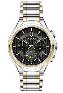 Bulova CURV kronograf herrklocka med svart urtavla och tvåfärgad stållänk | 98A301