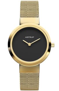 Elegant svart damklocka med gyllene finish och matchande mesh-armband i skandinavisk minimalism | AIW7612