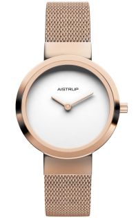 Elegant damklocka med vit urtavla, roséfinish och kvalitets meshband i stilren design | AIW7615