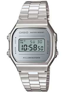 Retro Casio digitalklocka med spegeltavla och stålband | A168WEM-7EF