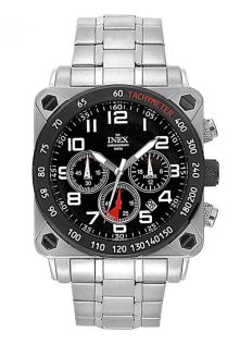 Fyrkantig boett med funktion (takymeter, kronograf) - Inex Silver Black A58888-1S5I
