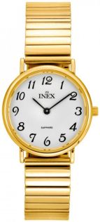Liten stålklocka med guldfärgat stål - Inex Ladies Gold/White A69194-1D0A