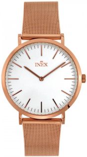 Klassisk utformning, i rödguld och mesharmband - Inex Ladies Rose Gold/White A69463-2D4I - LQ2