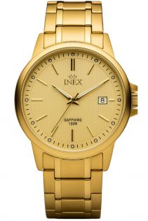 Helt guldfärgad klocka med safirglas - Inex Mens Gold/Gold A69466D7I