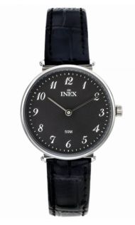 Klassiker, med svart läderarmband - Inex Black A69510S3A