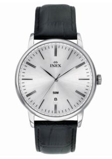 Klassisk klocka med svart armband av läder - Inex Black Silver A76199S3I