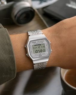 Casio retro digitalklocka med stegräknare och Bluetooth 38mm