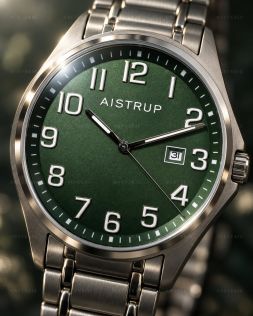 Aistrup grön titanklocka med safirglas och EZ-Read 41mm