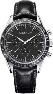 Aistrup AIW8704 Classic Sapphire Chronograph herrklocka med svart urtavla och läderrem | AIW8704
