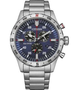 Citizen Eco-Drive kronograf med kompass | Sportdesign med blå urtavla | AT2520-89L